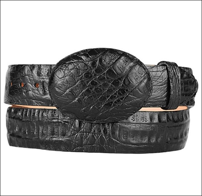 Ковбойский ремень из кожи крокодила, цвета Black Ремень из кожи с живота крокодила в ковбойском стиле, выполнен в чёрном цвете