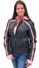 Женская кожаная куртка из буйволиной кожи с розовой полосой и съёмной подкладкой с капюшоном - L655522HZP_0184.JPG