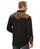 Мужская ковбойская рубашка SCULLY с вышивкой в виде растительных орнаментов, чёрная - 
