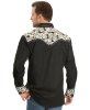 Мужская ковбойская рубашка SCULLY с вышивкой в виде растительных орнаментов, серебро - 