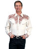 Мужская ковбойская рубашка SCULLY с вышивкой в виде растительных орнаментов, NATURAL  - 