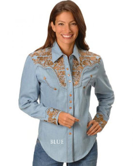 Женские ковбойские рубашки SCULLY FLORAL EMBROIDERED RETRO WESTERN