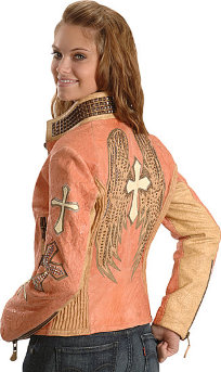 Женская кожаная куртка Corral Salmon крылатый крест