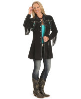Женская замшевая куртка Beaded Fringe Coat в ковбойском стиле