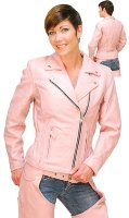 Женская розовая кожаная куртка-косуха "Ангелочек"