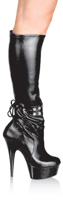 Сапоги Kelly-2 Кожаные, клубные сапоги до колена с застёжкой-молнией сбоку для удобного одевания и снятия. Высота каблука 6 дюймов, высота платформы 2 дюйма. (1 дюйм = 2,54 см.)