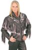 Женская куртка из мягкой кожи бизона с чёрно-розовой кожаной бахромой и инкрустированная розовой кожей - l284ftp_0218.jpg