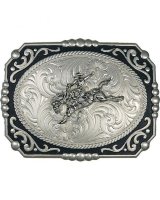 Серебряная бляха для мужского ковбойского ремня "Укрощение Bronco"