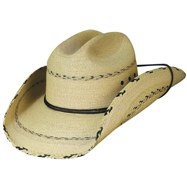 Ковбойская соломенная шляпа Miller  20X Ковбойская соломенная шляпа Miller выполнена из 20X листев мексиканской пальмы компанией Montecarlo Hat Co. Поля шляпы 4 дюйма, тулья шляпы 4 дюйма. Тулья шляпы выполнена в стиле Cattleman. Тулью шляпы обрамляют два кожаных шнура. Превосходная шляпа в ковбойском стиле для лета.